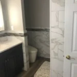 Marble tile in toilet area