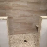 Tile shower with built in bench