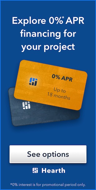 Hearth 0% APR financing options banner